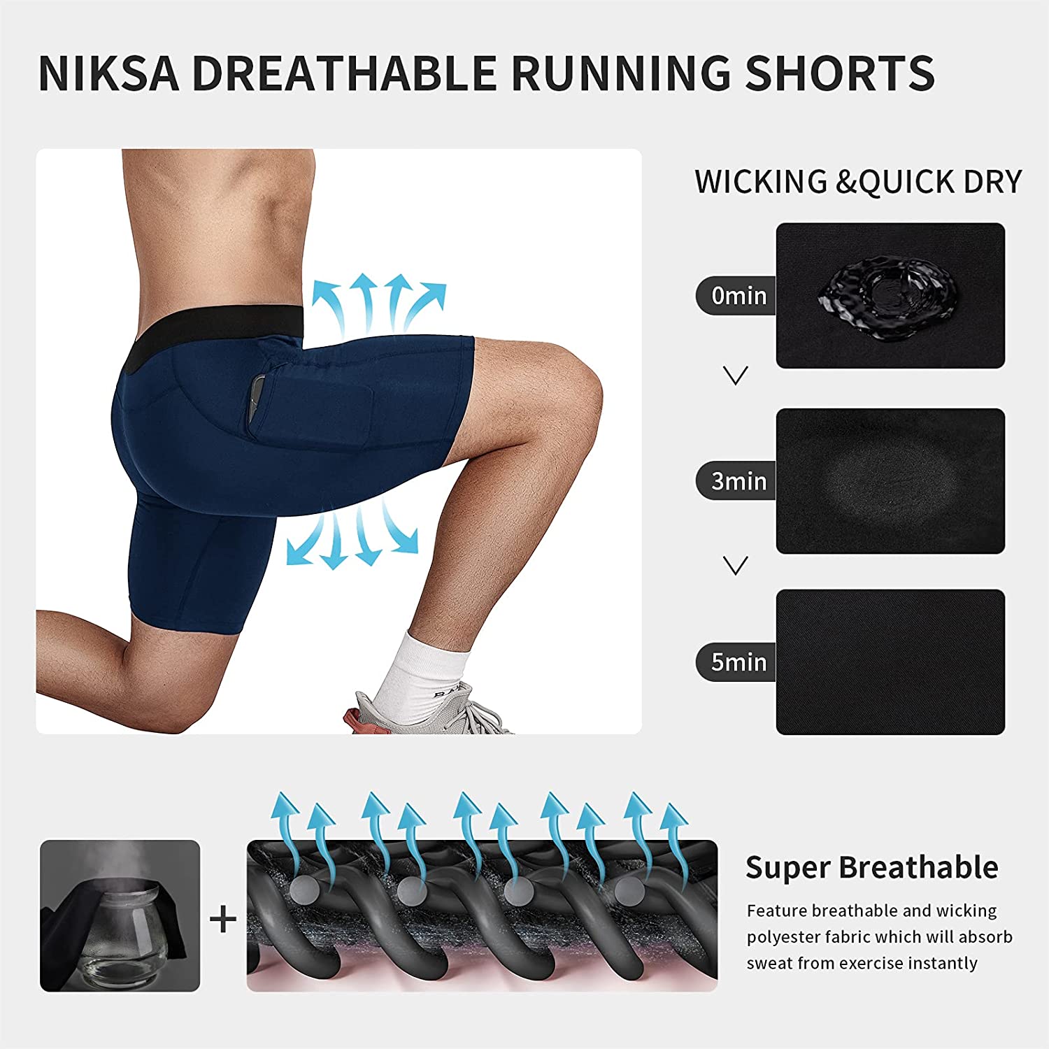  Niksa 4 Pack Compression Shorts Men with Pocket, Spandex  Running Shorts Sport Athletic Workout Performance Underwear Black :  Clothing, Shoes & Jewelry